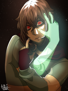 A digitally illustrated piece of fan-art of Kris from the game Deltarune