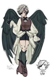 A colored sketch of character concept art