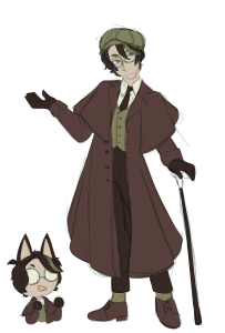 A colored sketch of character concept art