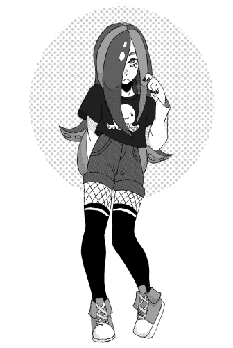 A screentone manga-style character illustration